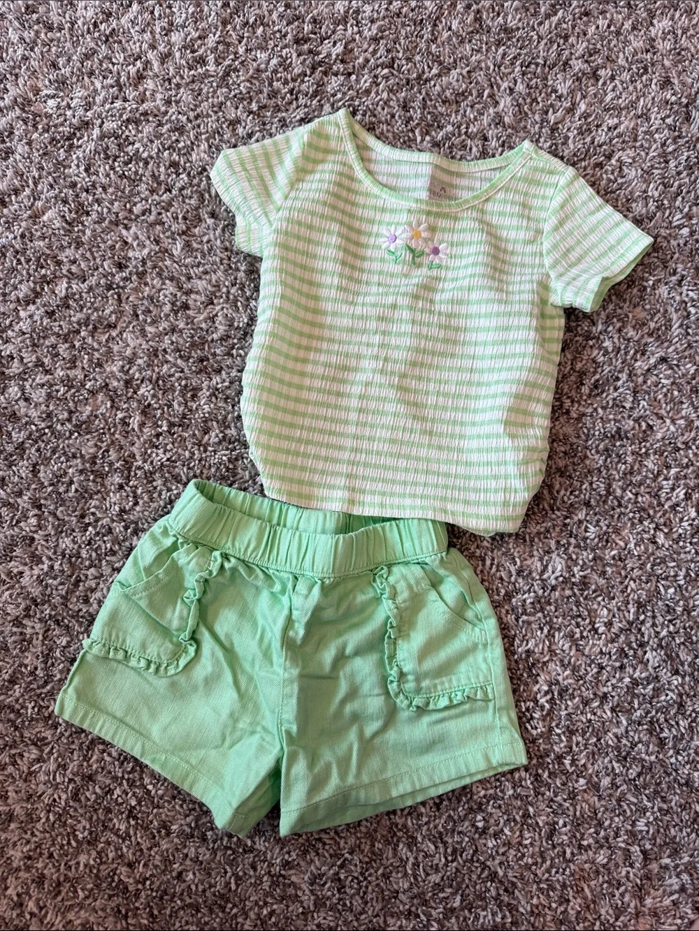 Garanimals Green Striped Top & Solid Shorts Matching Set